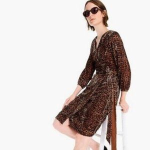 - J. Crew Cheetah Print Velvet Long Sleeve Wrap Dress